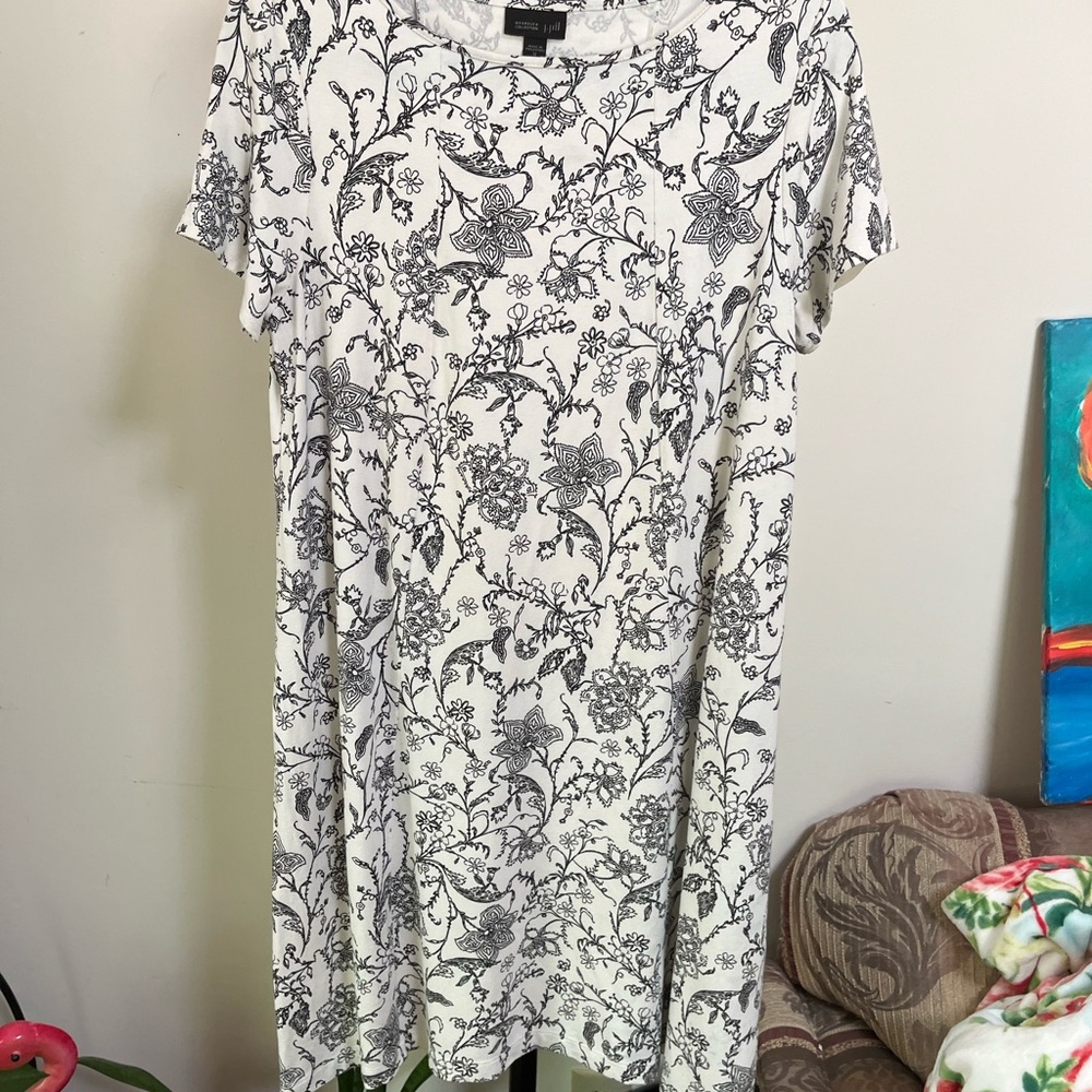J Jill Wearever Collection Jersey Dress Medium Floral - Picture 3 of 3